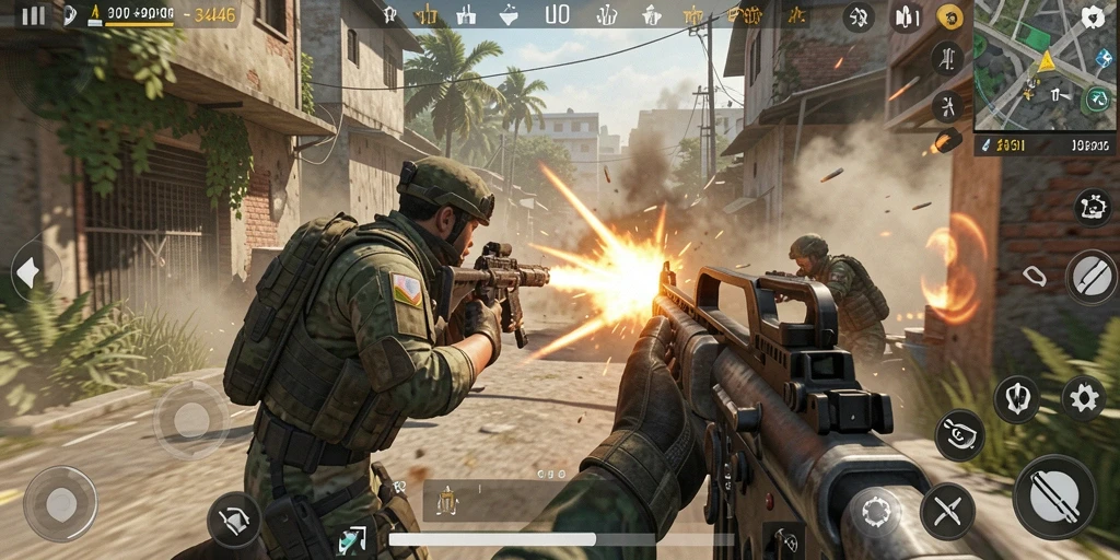 Screenshot menunjukkan aksi seru dalam game TPS.