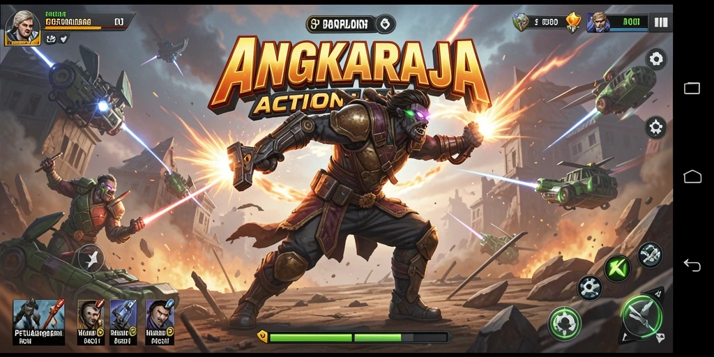 Tampilan gameplay seru dari ANGKARAJA dengan aksi mendebarkan.