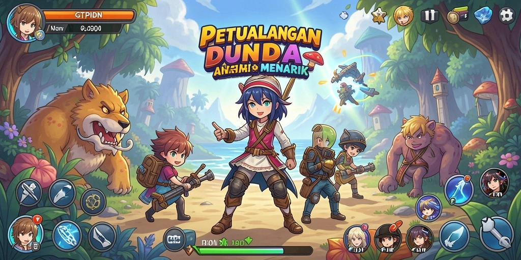 Tangkapan layar GTPIDN menampilkan karakter anime dalam aksi seru.