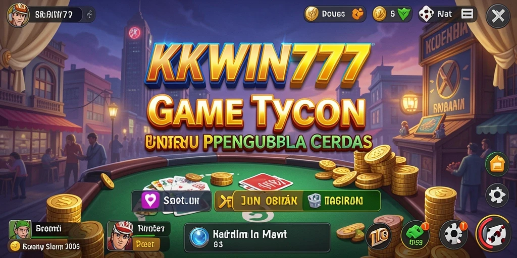 Tampilan gameplay <strong>KKWIN777</strong> dengan berbagai aktivitas bisnis yang menarik.