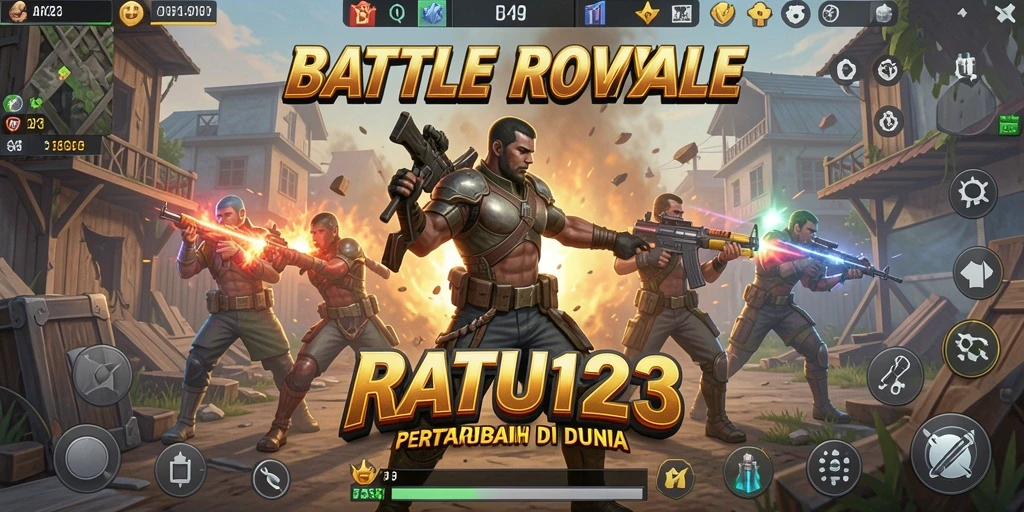 Screenshot gameplay dari RATU123 menampilkan aksi Battle Royale yang mendebarkan.