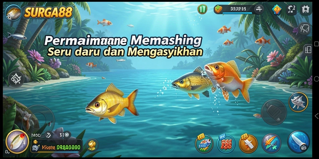 Tampilan gameplay SURGA88 yang menampilkan aksi memancing seru.
