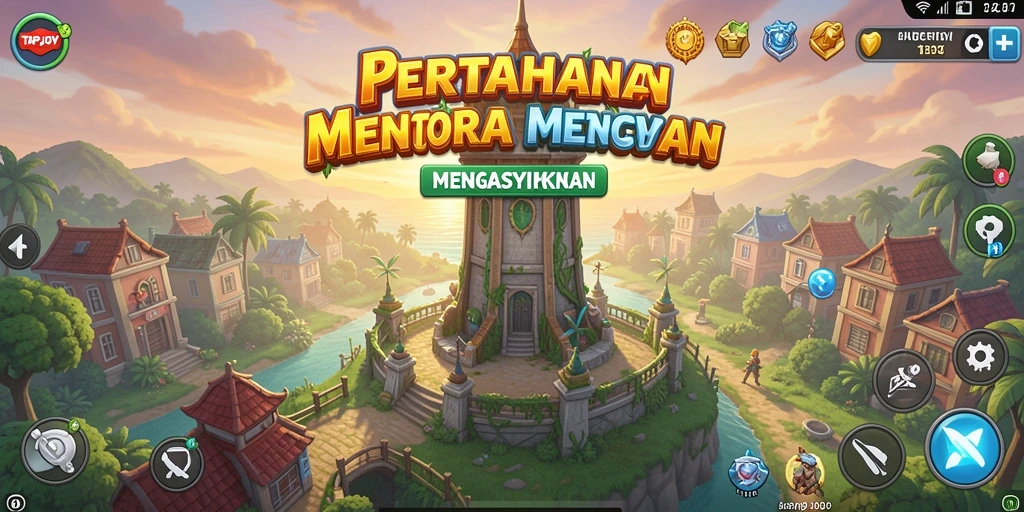 Screenshot utama TAPJOY menampilkan aksi seru dalam permainan Tower Defense.